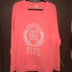 VICTORIAS SECRET PINK CORAL SWEATSHIRT SIZE LARGE